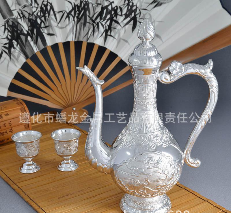 祝壽必選禮品 500克松鶴延年純銀酒具 蟠龍工藝直銷-遵化市大洋金銀制品廠